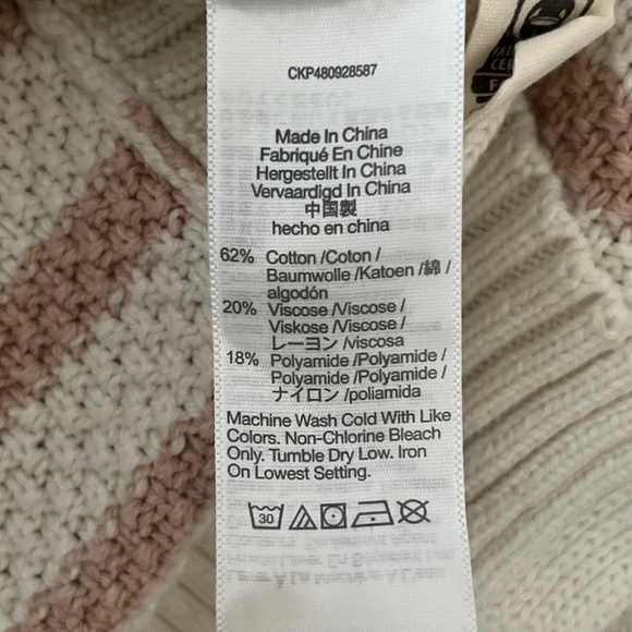 Madewell Striped Pickford Pullover Sweater Pink & Cream Knit Size Large - Picture 7 of 9